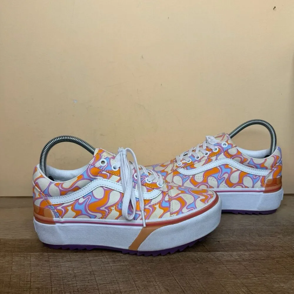Vans Old Skool Stacked platform shoes UV Ink Peace Purple Womens size 7.5